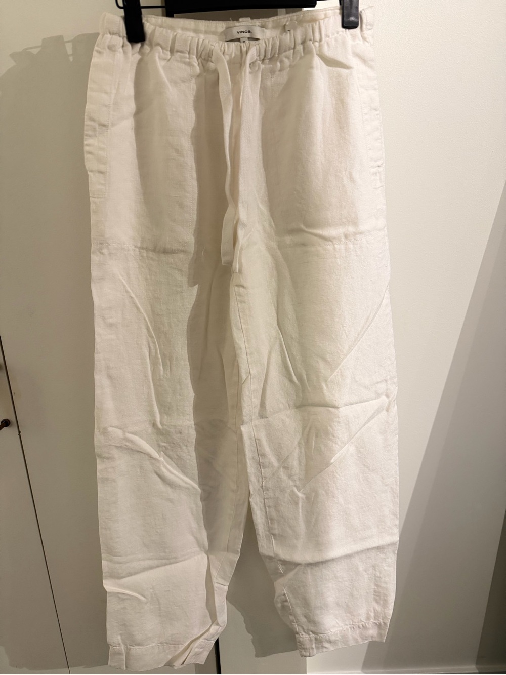 Vince White Drawstring Linen-Blend Joggers - Picture 2 of 11